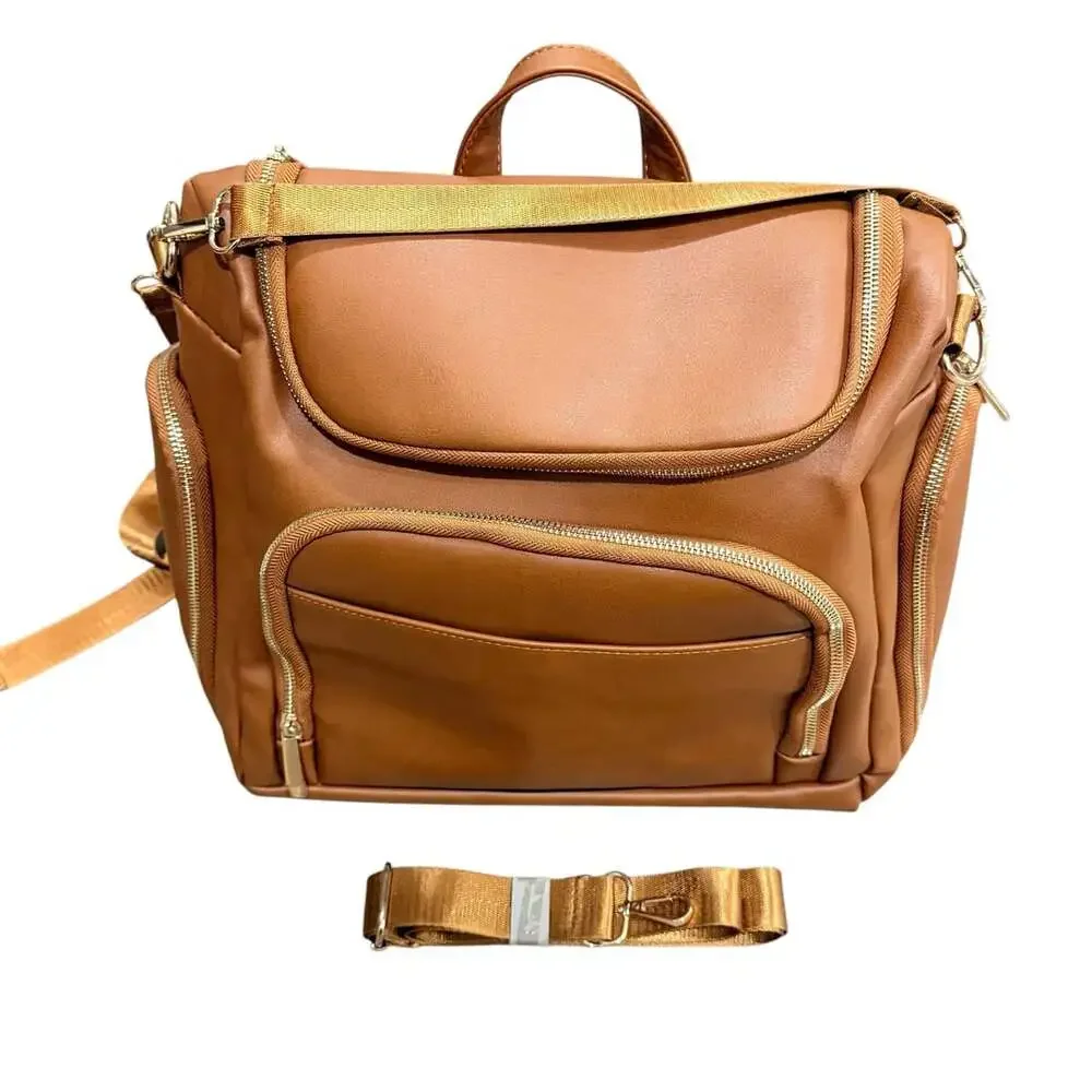 Beaulyn Leather Multifunctional Diaper Backpack